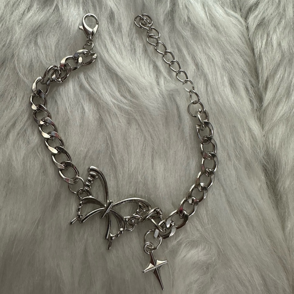 Silver Butterfly Necklace (for Labubu)